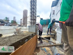 Construction progress at The Templer’s Edge with rubble and plinth work completed, marking steady advancement of the project.