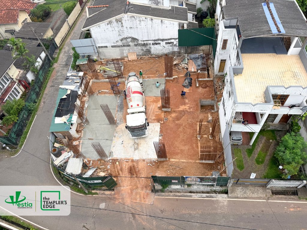 Construction progress at The Templer’s Edge showing completed backfilling and ongoing ground floor concrete work, marking steady advancement on site.