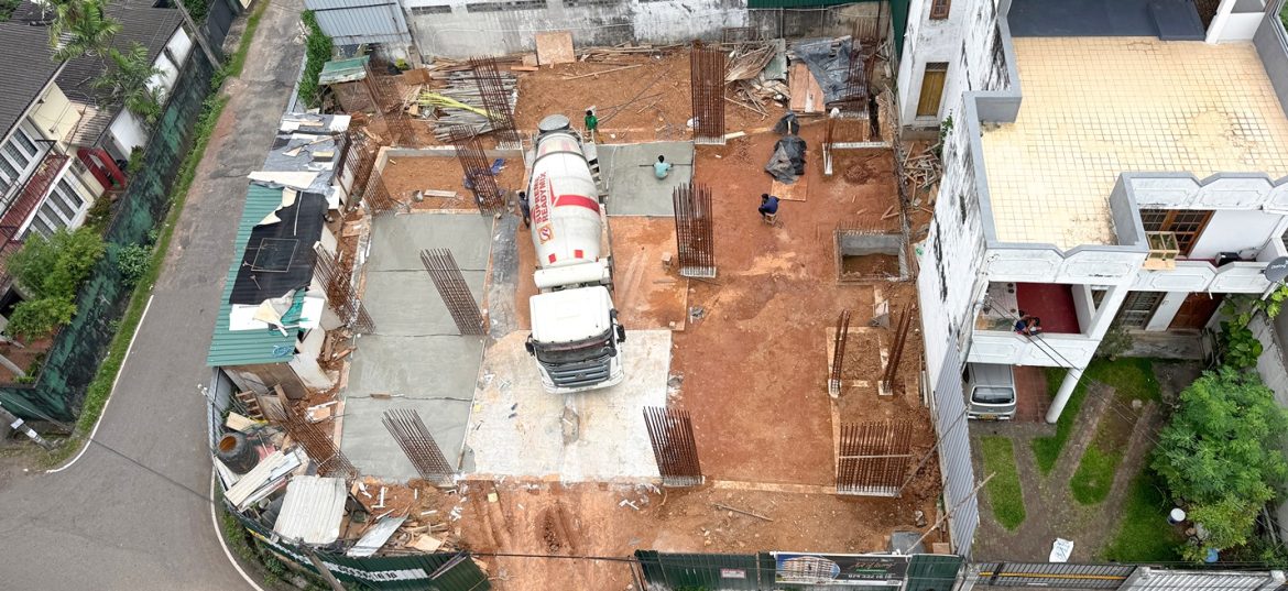 Construction progress at The Templer’s Edge showing completed backfilling and ongoing ground floor concrete work, marking steady advancement on site.