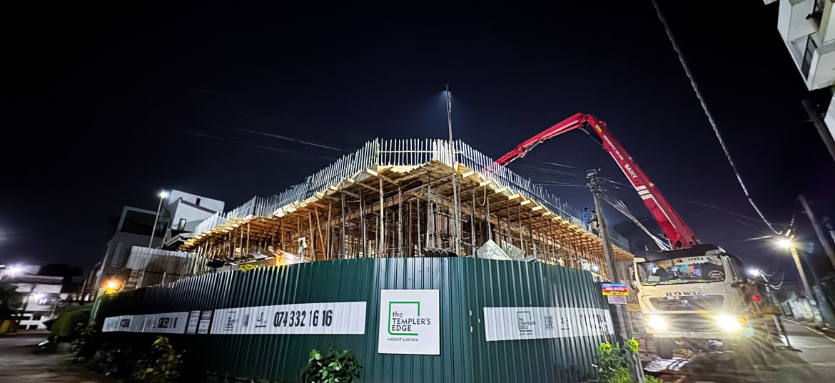 The Templer’s Edge construction progress showing first-floor car park floor concrete work completed as the structure levels up.