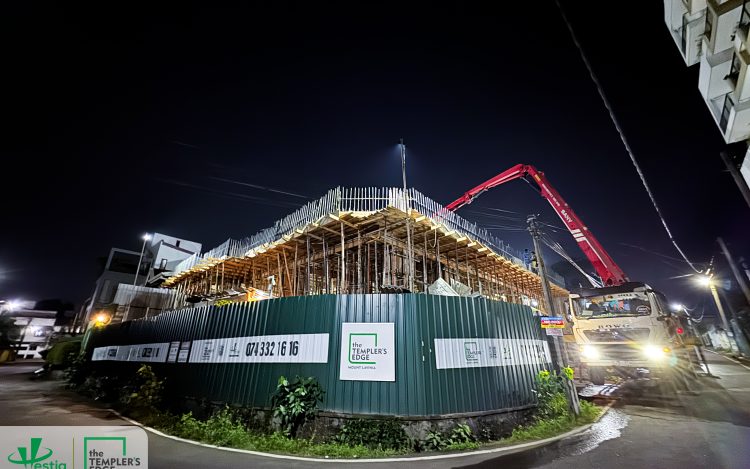 The Templer’s Edge construction progress showing first-floor car park floor concrete work completed as the structure levels up.